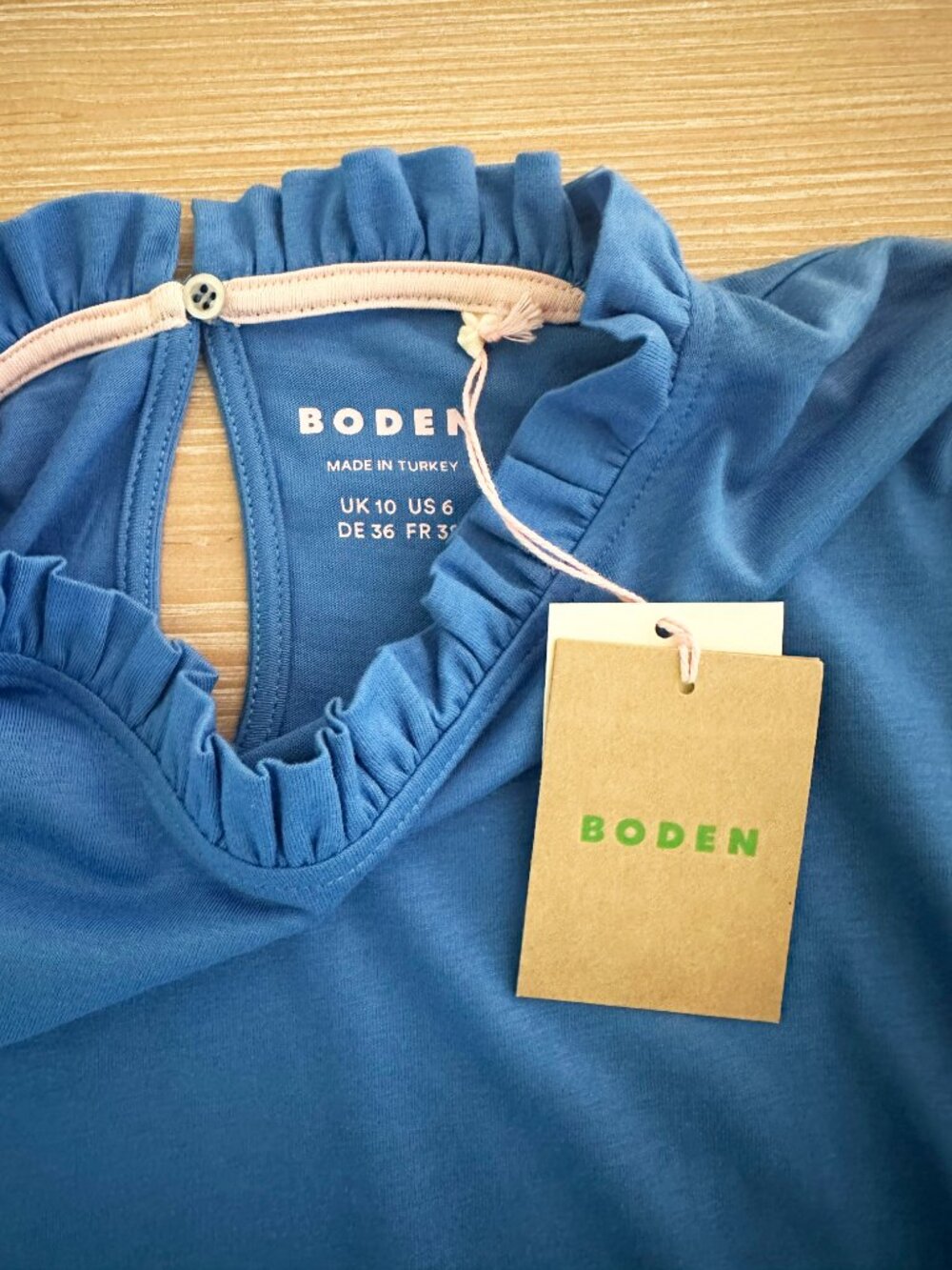 NWT Boden Super Soft Frill Detail T-shirt - Meadow Spring Blue - Size 6 - Picture 6 of 8